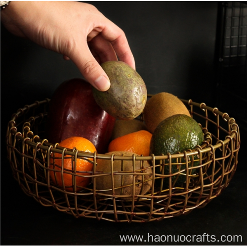 Rattan iron fruit net basket